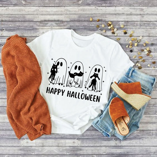 FREE Ghost with cat SVG File, Halloween Cut File For Cricut, Silhouette, Sublimation T-Shirt, Instant Download