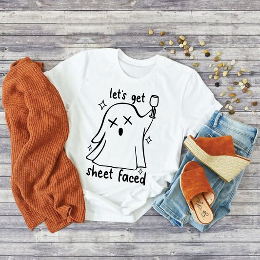 Let's get sheet faced SVG File, Halloween Cut File For Cricut, Silhouette, Sublimation T-Shirt, Instant Download