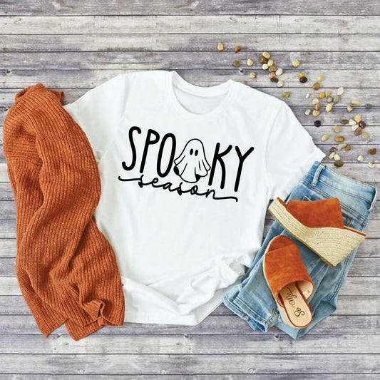 Spooky Season SVG File, Halloween Ghost Cut File For Cricut, Silhouette, Sublimation T-Shirt, Instant Download